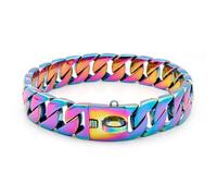 Collar de perro resistente, cadena cubana de 32 mm con hebilla de seguridad, collar Pitbull a prueba de masticación para perros medianos y grandes