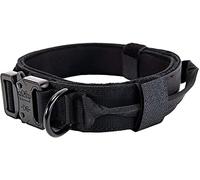 Collar de perro táctico, collar de perro de nailon ajustable, hebilla de metal, collar de perro militar, grueso con asa para perros medianos y grandes (M (14 a 18.5 pulgadas), negro)
