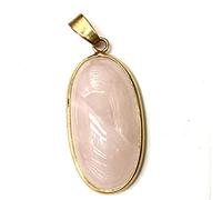 Collar de piedra Chapado en color DIY Oval Gema Encanto de grado de piedra con cadena-Cuarzo rosa