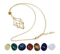 Collar de piedra con soporte de piedra de metal | Pack de 7 collares con colgantes naturales, collares colgantes, ajustables para H, Se référer au descriptif, Consulte la descripción, Consulte la
