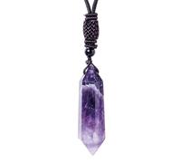 Collar de piedra de - colgante de amatista púrpura, hecha a mano | Cadena de cuerda oxidada con propiedades energéticas para el equilibrio espiritual, uso personal, dar, diario