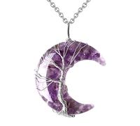 Collar De Piedra De Cristal Natural, Colgante De Árbol De La Vida De Plata Con Alambre Envuelto, Collar De Cristal De Luna Con Cadena Ajustable, Joyería, Regalos Para El Día De La Madre Para Mam