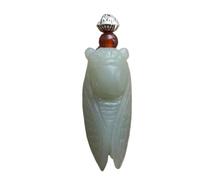 Collar de piedra de jade, colgante de cigarra hecho a mano, colgante de jade hetiano semiprecioso natural, jadeíta genuina de grado A certificada, talismán for la prosperidad, el dinero, la buena suer