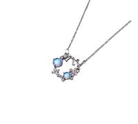 Collar de Piedra de Luna- S925 Collar de Cadena de clausura de la Corona de Arco para Mujeres, joyería de Piedra Lunar para Mujeres Adolescentes Cumpleaños de San Valentín de San Valentín