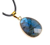 Collar De Piedra Luna Natural Colgante Collar Protector De Labradorita Azul