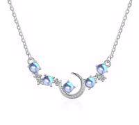 Collar de Piedra Lunar,Collar de Estrellas y Luna para Mujer Zirconia, Regalos para Mujeres y Niñas