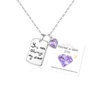 Collar de piedra natal, regalo de cumpleaños para mujer, plata de ley 925, collar de cumpleaños con corazón, ajustable, grabado «You are always my love», regalo de joyería con tarjeta para mamá
