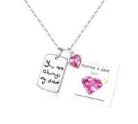 Collar de piedra natal, regalo de cumpleaños para mujer, plata de ley 925, collar de cumpleaños con corazón, ajustable, grabado «You are always my love», regalo de joyería con tarjeta para mamá
