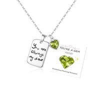 Collar de piedra natal, regalo de cumpleaños para mujer, plata de ley 925, collar de cumpleaños con corazón, ajustable, grabado «You are always my love», regalo de joyería con tarjeta para mamá