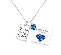 Collar de piedra natal, regalo de cumpleaños para mujer, plata de ley 925, collar de cumpleaños con corazón, ajustable, grabado «You are always my love», regalo de joyería con tarjeta para mamá