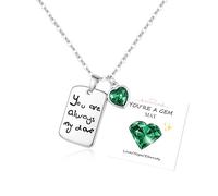 Collar de piedra natal, regalo de cumpleaños para mujer, plata de ley 925, collar de cumpleaños con corazón, ajustable, grabado «You are always my love», regalo de joyería con tarjeta para mamá