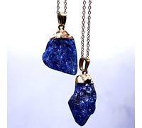 Collar De Piedra Natural, Colgante De Piedras Preciosas De La Suerte, Regalos De Decoración De Cuello Unisex Para Sus Seres Queridos, Colgante De Piedra Irregular De Ágata Natural Azul Zafiro, Azu