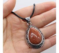 Collar de piedra natural Collar de ópalo de cristal con gota de agua,A-Arena Dorada