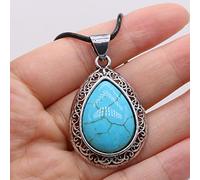 Collar de piedra natural Collar de ópalo de cristal con gota de agua,A-Verde Turquesa