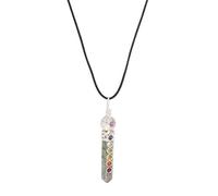 Collar de piedras preciosas curativas de fe espiritual de Reiki, colgante de lápiz de bola de cristal con símbolo de rubí fucsita de 7 Chakras, colgante de lápiz-Blessfull Healing
