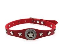 Collar de piel sintética ajustable gótico de aleación de cinco puntas con cadena de clavícula de estrella Harajuku con accesorios punk oscuros (cuello) rojo