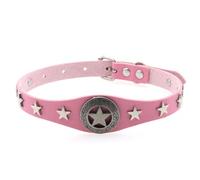 Collar de piel sintética gótica ajustable de aleación de cinco puntas con cadena de clavícula de estrella Harajuku con accesorios punk oscuro (cuello) rosa