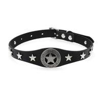 Collar de piel sintética gótica ajustable de aleación de cinco puntas con cadena de clavícula de estrella Harajuku con accesorios punk oscuros (cuello) negro