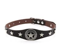 Collar de piel sintética gótica ajustable de aleación de cinco puntas con cadena de clavícula de estrella Harajuku con accesorios punk oscuros (cuello) marrón oscuro