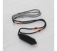 Collar de pilar hexagonal de piedra con colgante de obsidiana de cuarzo natural Collar de cadenas de cuero con colgante de cristal negro