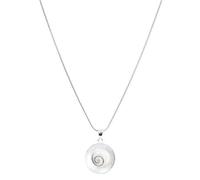 Collar de Plata 925 con Piedra Santa Lucía Ojo de Shiva Piedra Natural - Colgante Concha Marina Redondo Blanco - Joyería Natural Mujer - Joyas hechas a mano con plata maciza - Hippie boho folk