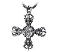 Collar de plata 925 de moda, collar con personalidad de cruz de mantra de seis caracteres para hombres y mujeres