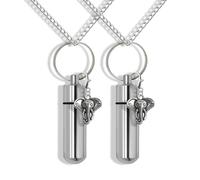 Collar de plata con forma de cabeza de elefante, collar de cremación con cabeza de elefante, collar de vial, 2.5cm, Acero inoxidable, No es una piedra preciosa