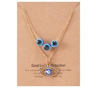 Collar de plata con forma de mal de ojo y amuleto de protección para los ojos,Collar de Ojo turco de Nazar de cristal hecho a mano para buena suerte para hombres y mujeres