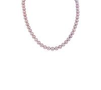 Collar de plata de ley 925 AAAA con perlas cultivadas de agua dulce rosa anudadas de seda de 45,72 cm de longitud princesa - Elección de tamaño de perla rosa