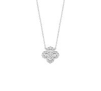 Collar de plata de ley 925 brillante con trébol de cuatro hojas para mujer, cadena de clavícula de alto sentido., talla única, Plata, No es una piedra preciosa