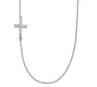 Collar de plata de ley 925 chapada en rodio con circonita cúbica desplazada hacia los lados, cruz religiosa de fe con extensión de 5 centímetros, 46 cm, regalo de joyería para mamá, 46 centimeters