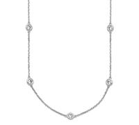 Collar de plata de ley 925 chapada en rodio de 1,4 mm con circonita cúbica de imitación de diamante de imitación de 12 estaciones con extensión de 5 centímetros, regalo de joyería para mamá, 56