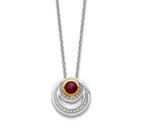 Collar de plata de ley 925 chapada en rodio de 14,75 mm con acento de granate de 14 quilates, regalo de joyería para mamá, talla única, Gema Metal Granate Piedra preciosa metal, Granate