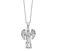 Collar de plata de ley 925 chapada en rodio de 17,7 mm, con soporte para cenizas de ángel de la guarda religioso, 46 cm, regalo de joyería para mamá, talla única, Metal Plata metal Rodio Plata, No es