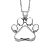 Collar de plata de ley 925 chapada en rodio de 18,8 mm, con diseño de huellas de perro, gato, mascota, 46 cm, regalo de joyería para mamá, talla única, Metal Plata metal Rodio Plata, No es una piedra