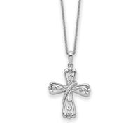 Collar de plata de ley 925 chapada en rodio de 19,6 mm, con texto en inglés "Love Never Fails", cruz religiosa, 56 cm, regalo de joyería para mamá, talla única, Metal Plata metal Rodio Plata, No es