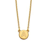 Collar de plata de ley 925 chapado en oro con letra A con inicial de bloque circular, regalo de joyería para mamá, talla única, Oro Metal Plata, No es una piedra preciosa