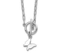 Collar de plata de ley 925 chapado en rodio con alas de ángel de mariposa y clip de clip de 5 cm de extensión de 41 cm, regalo de joyería para mamá, talla única, Metal Papel metal Papel Rodio, No es