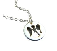 Collar de plata de ley 925 con ángel pequeño. Amuleto angelical. Fe espiritual. Joyería sencilla. Para uso diario. Delicado. Colgante religioso. Recortado|Con cadena de 45 cm|Chapado en plata|_2787