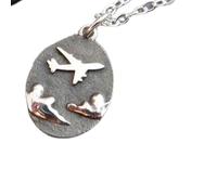 Collar de plata de ley 925 con avión volando entre nubes. Viaje en avión. Viajero. Avión pequeño. Regalo de piloto de aviación. Dije de vuelo | Con cadena de 45 cm | Chapado en plata | L_PN_0041