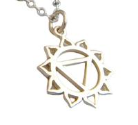 Collar de plata de ley 925 con chakra del plexo solar, pequeño colgante de yoga, regalo de yogi, sencillo, zen, delicado, joyería para uso diario, tercer 3rd|con cadena de 45 cm|chapado en plata|_3030