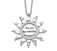 Collar de plata de ley 925 con circonita cúbica de imitación de diamante de imitación artesano oxidado You Are My Sunshine, 45,7 cm, regalo de joyería para mamá, talla única, Zirconia cúbica Gema