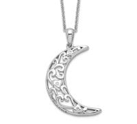 Collar de plata de ley 925 con circonita cúbica de imitación de diamante de imitación oxidado Love You To The Celestial Moon and Back, 45,7 cm, regalo de joyería para mamá, talla única, Zirconia