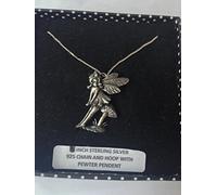 Collar de plata de ley 925 con colgante de hada sentada, hecho prideindetails mano, cadena de 45,7 cm con caja de regalo, Plata esterlina