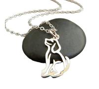 Collar de plata de ley 925 con diseño de perro pequeño, colgante con abalorio de orgullo de mascota, recortado, regalo para el mejor amigo del hombre, su espíritu animal, joyería sencilla | Con