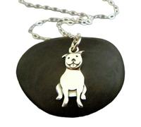 Collar de plata de ley 925 con diseño de perro pitbull, colgante con orgullo de mascota pitbull, amuleto de raza grande, regalo de animal sonriente, joyería delicada para uso diario | Con cadena de