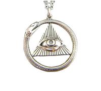 Collar de plata de ley 925 con el ojo que todo lo ve, pequeño dije triangular con forma de ojo que todo lo ve, serpiente Ouroboros, dragón, mordedura, joyería, ojo de Dios | con cadena de 45 cm |