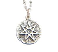 Collar de plata de ley 925 con forma de estrella de hadas, amuleto pequeño. Hada. Joyería wiccana con septagrama. Capas. Colgante de magia blanca astrológica|Con cadena de 45 cm|Chapado en plata|_2985
