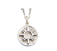 Collar de plata de ley 925 con forma de sol, amuleto pequeño, joyería de yoga zen, capas, símbolo del círculo de la vida, talismán, colgante de magia blanca|con cadena de 45 cm|chapado en plata|_2973