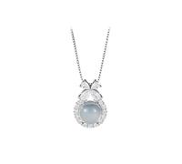 Collar de plata de ley 925 con lazo de princesa fugitiva para mujer, talla única, Plata, No es una piedra preciosa